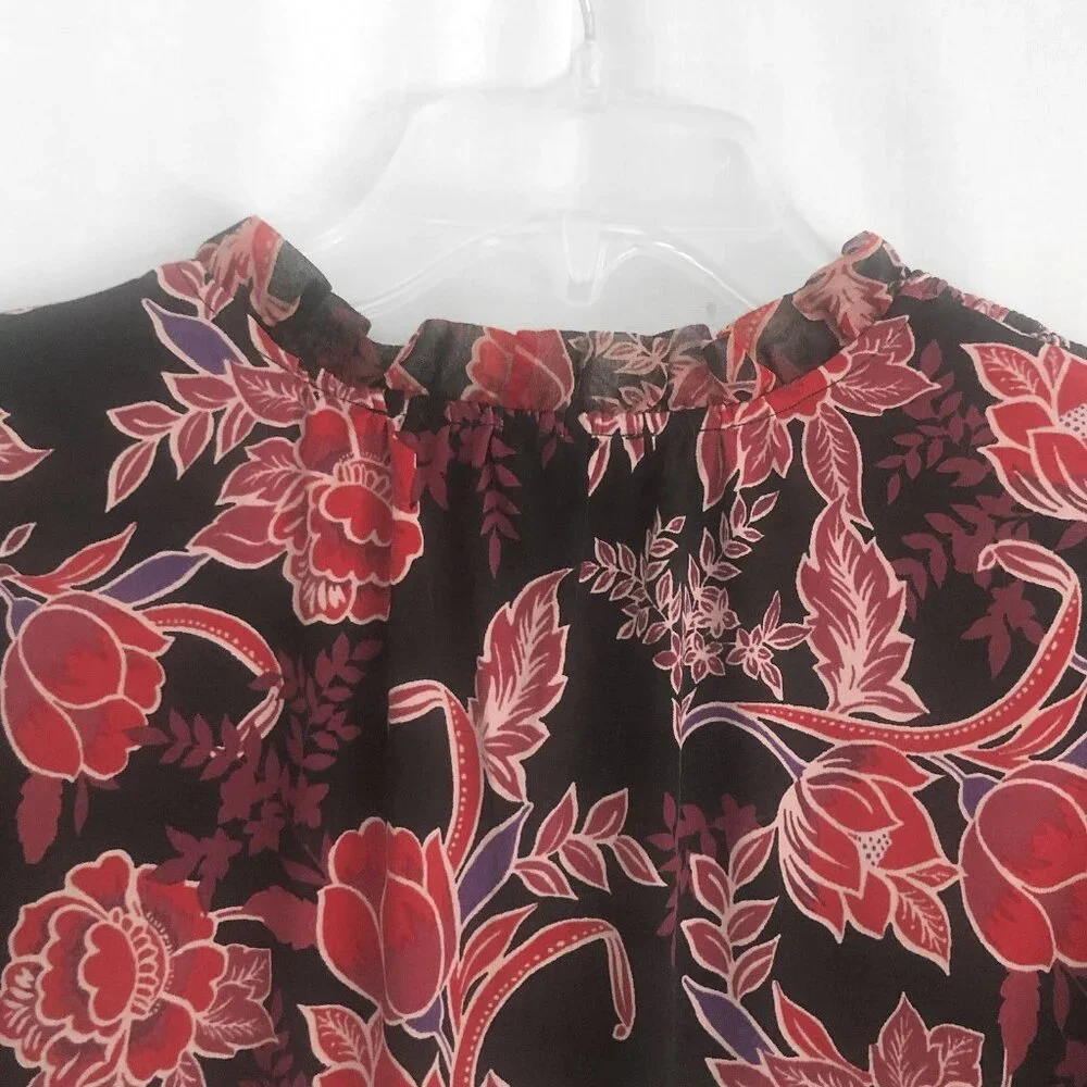 WHBM Art Nouveux All Over Black Floral Jersey Tunic Medium NWT